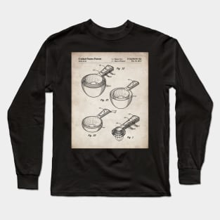 Measuring Spoons Patent - Baker Chef Kitchen Cafe Decor Art - Antique Long Sleeve T-Shirt